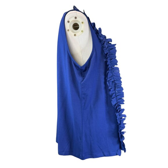 Chico’s Blue Sleeveless Ruffle Front Tank Top Size L – NWT  Petal Trim Blouse - Picture 4 of 6